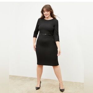 MM Lafleur Black Etsuko Dress Career Stretch Midi Sheath size 10 NO BELT